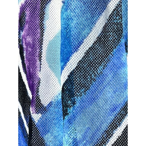 Chicos Blue Purple Print Mesh Blouse Medium Slit Sleeve Casual - Picture 6 of 12